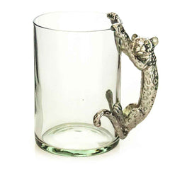 HAND-BLOWN Leopard Pewter Mug