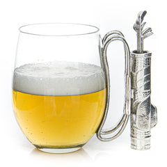 HAND-BLOWN Golf Bag Pewter Mug