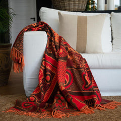 Kanga Cocoa Red Throw