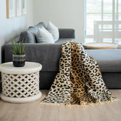 Leopard Skin Ivory Black Throw
