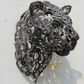 Panther Cheetah sculpture made from recycled metal