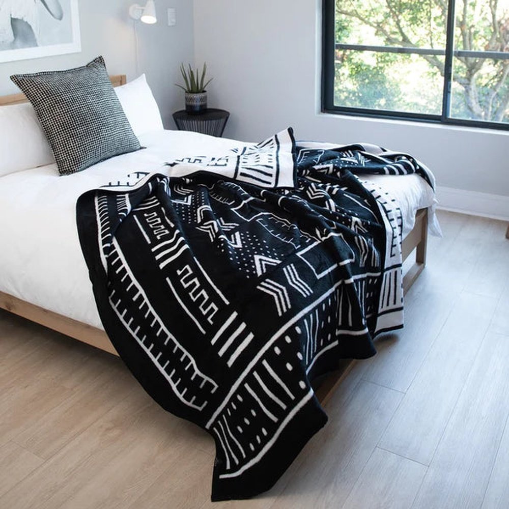 Cotton Suede Mali Mud Cloth Black/White