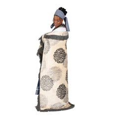 Mink Vogue Fringed Medallions Grey Cream