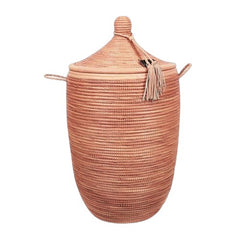 Aaliyah Woven basket with lid on a white background