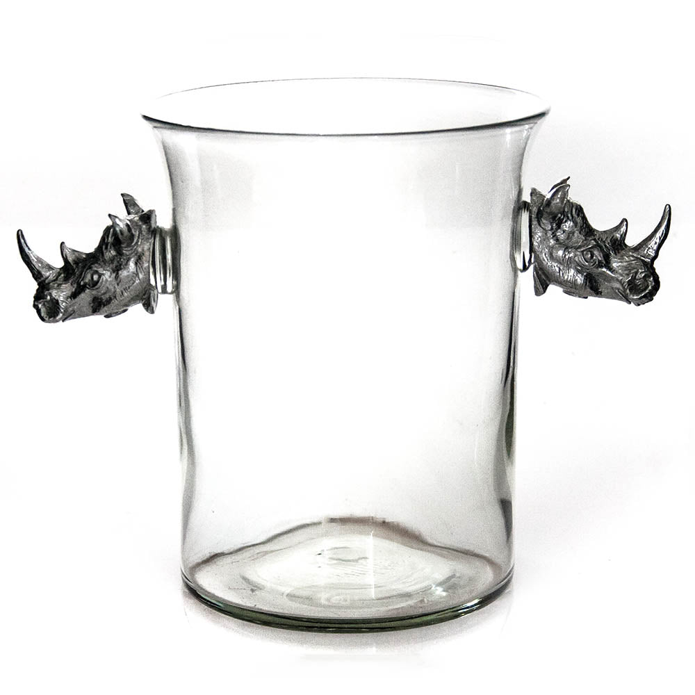 Ice Bucket with Pewter Rhino Heads