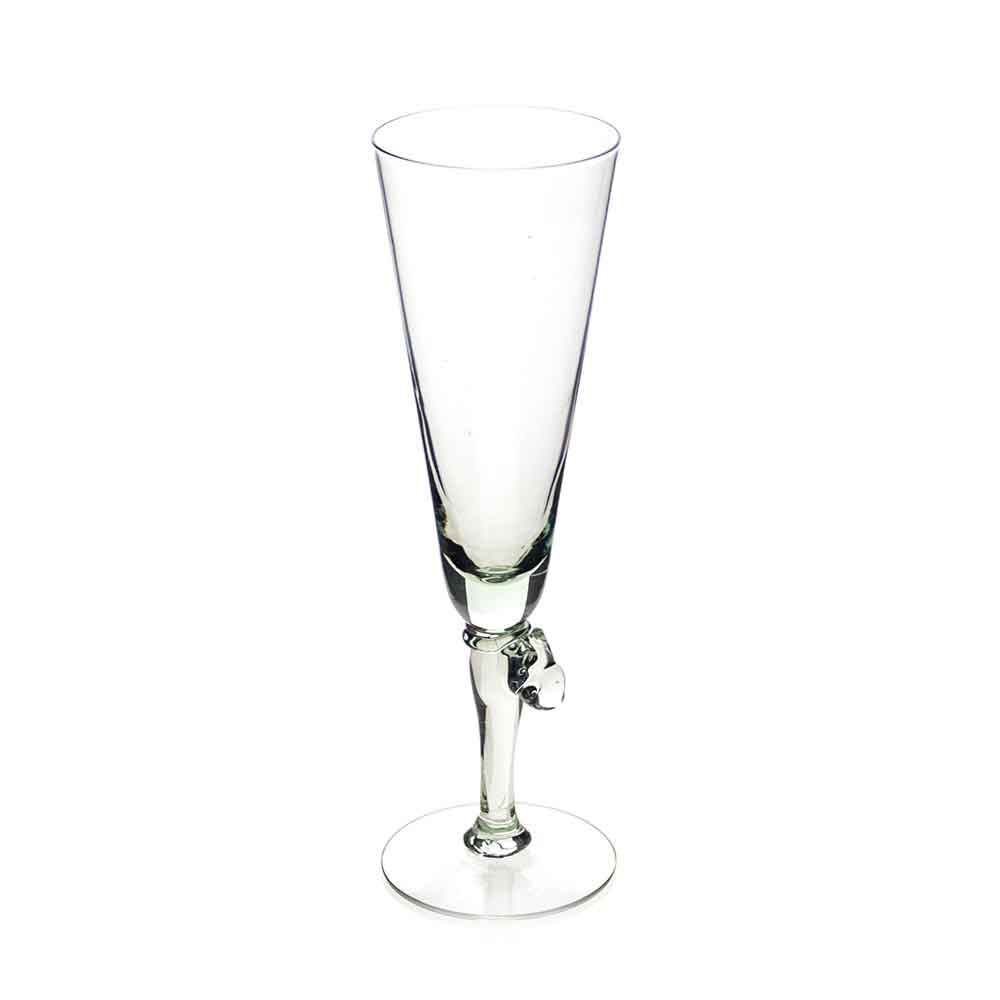 Set of 4 Champagne Flutes with   Hippo stem