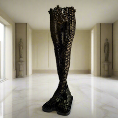 Contemporary Sculpture of Standing Legs in a room with a Marble Floor