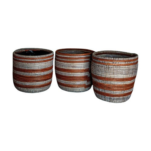 Orange/White Plant Pot Set (3)