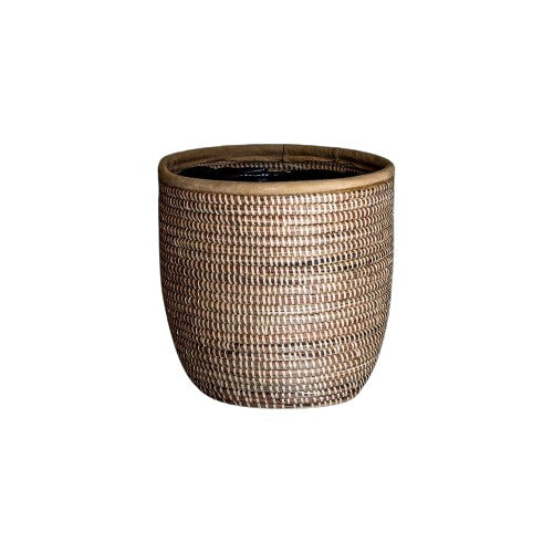 Beige Leather Trim Basket