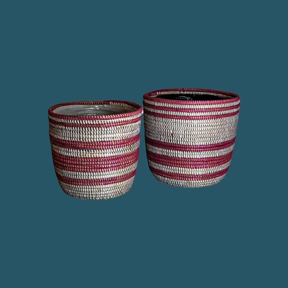 Pink/White Basket Set (2)